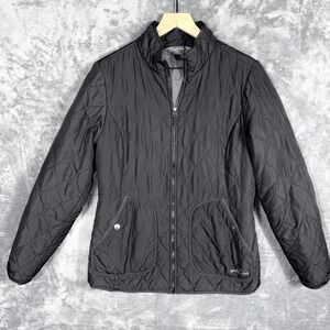 Eddie Bauer Womens Quilted Jacket Puffer Coat Size M Black Full Zip Pockets